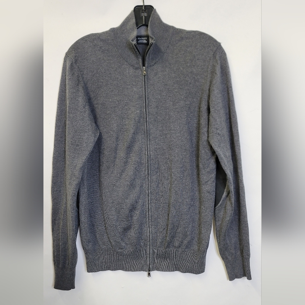 Hackett knit zip up cashmere and cotton blend sweater